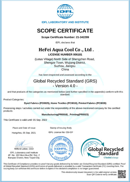 Cina Hefei Aqua Cool Co., Ltd. Sertifikasi